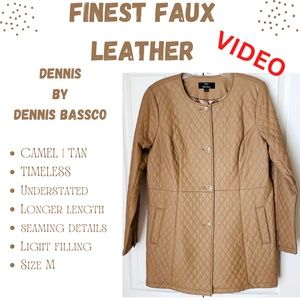 TAN FAUX QUILTED REALISTIC LEATHER COAT JACKET